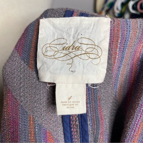 Anthropologie Idra Gray Multicolor Button Front Blazer No Belt - Picture 6 of 9